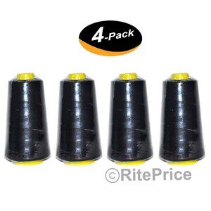 2500 Yard Each Spools BLACK Sewing Thread All Purpose 100% Polyester (4 Pack)